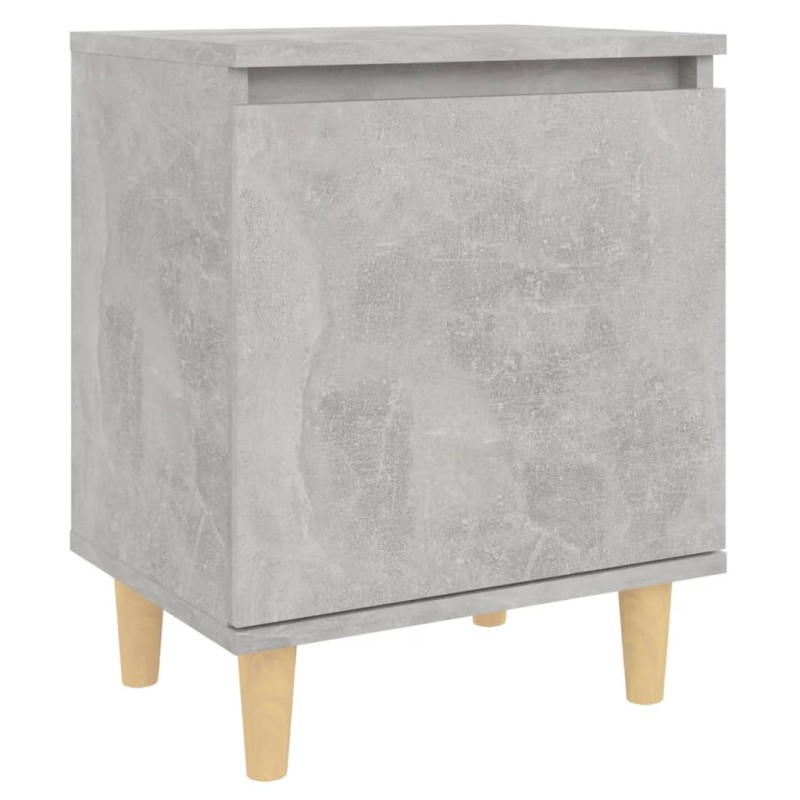 vidaXL Κομοδίνο Γκρι Σκυροδέματος 40 x 30 x 50 εκ. Μασίφ Ξύλινα Πόδια