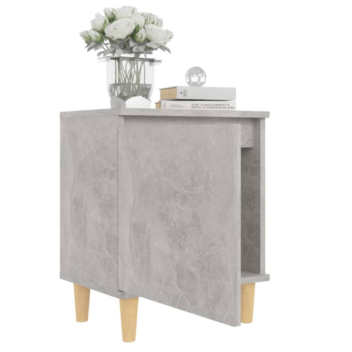 vidaXL Κομοδίνο Γκρι Σκυροδέματος 40 x 30 x 50 εκ. Μασίφ Ξύλινα Πόδια