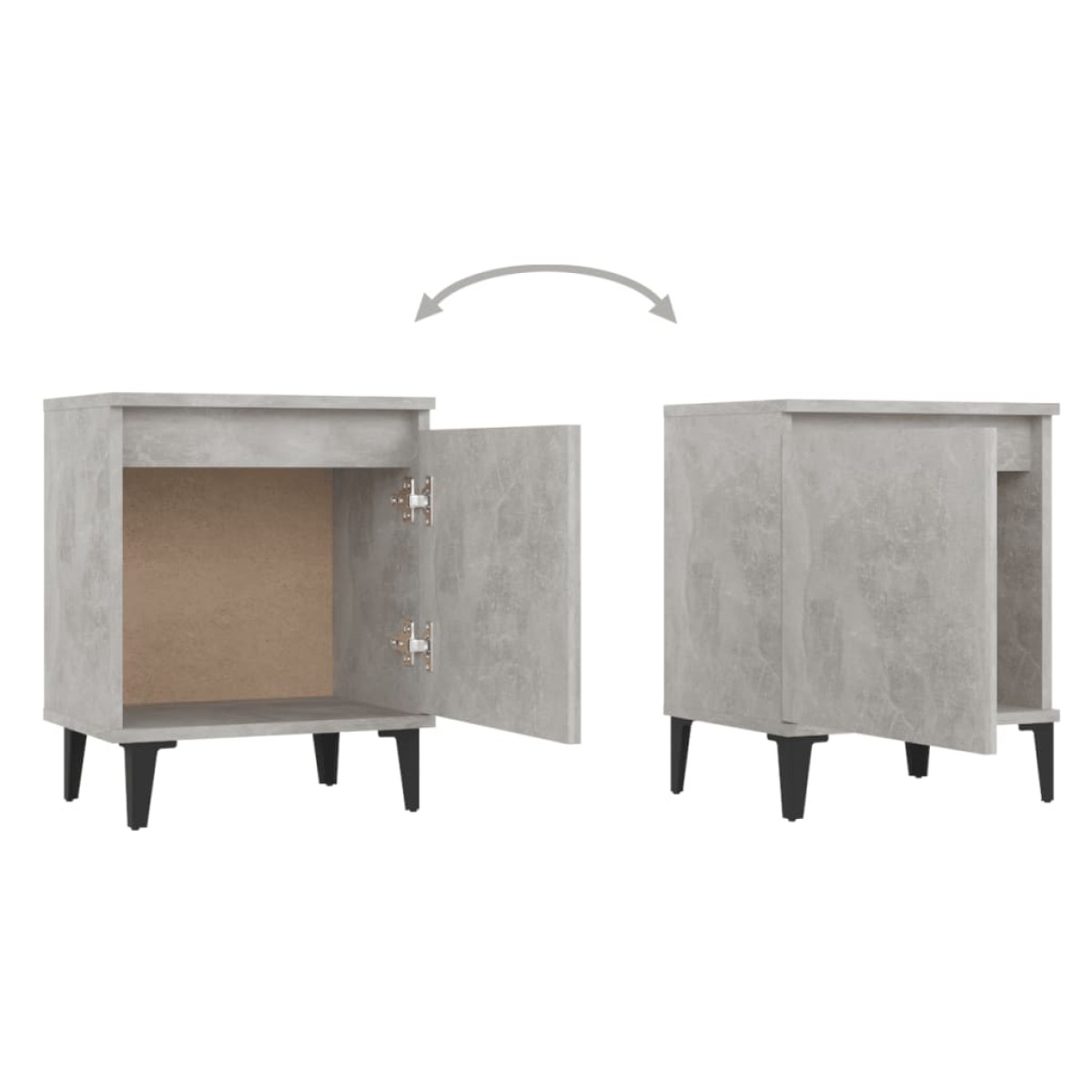 vidaXL Κομοδίνο Γκρι Σκυροδέματος 40 x 30 x 50 εκ. με Μεταλλικά Πόδια