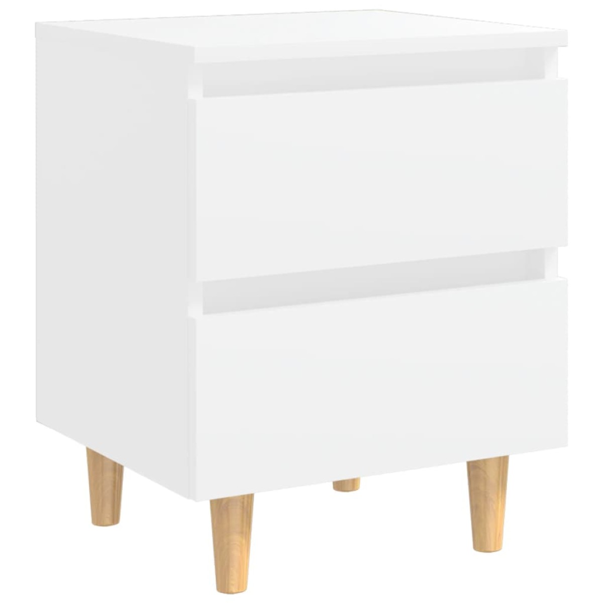vidaXL Κομοδίνα 2 τεμ. Λευκά 40x35x50εκ. & Πόδια από Μασίφ Ξύλο Πεύκου