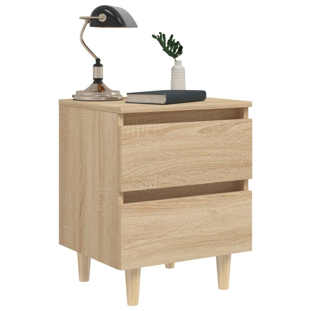 vidaXL Κομοδίνο Sonoma Δρυς 40x35x50εκ. με Πόδια από Μασίφ Ξύλο Πεύκου