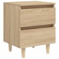 vidaXL Κομοδίνα 2 τεμ. Sonoma Δρυς 40x35x50εκ. & Πόδια από Ξύλο Πεύκου