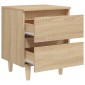 vidaXL Κομοδίνα 2 τεμ. Sonoma Δρυς 40x35x50εκ. & Πόδια από Ξύλο Πεύκου