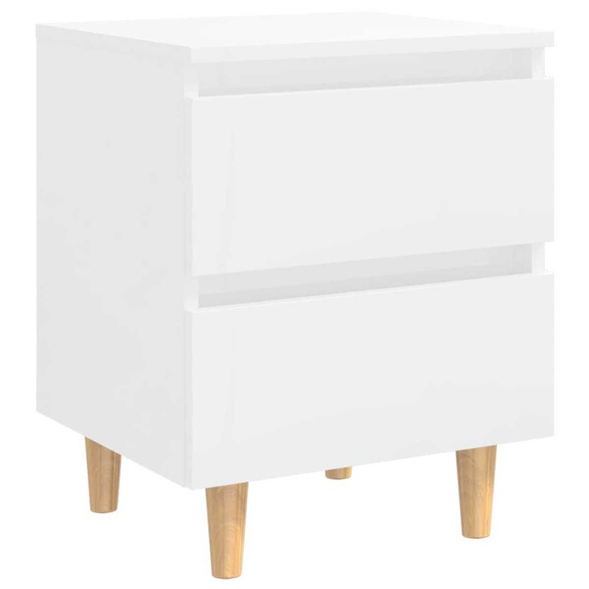 vidaXL Κομοδίνα 2 τεμ. Γυαλ. Λευκό 40x35x50εκ. & Πόδια από Ξύλο Πεύκου