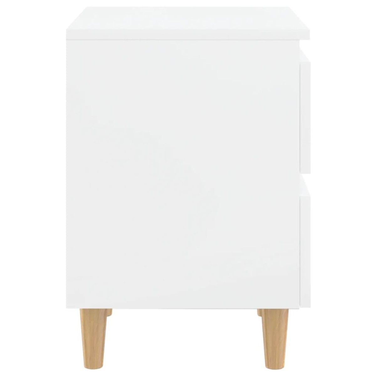 vidaXL Κομοδίνα 2 τεμ. Γυαλ. Λευκό 40x35x50εκ. & Πόδια από Ξύλο Πεύκου