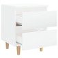 vidaXL Κομοδίνα 2 τεμ. Γυαλ. Λευκό 40x35x50εκ. & Πόδια από Ξύλο Πεύκου