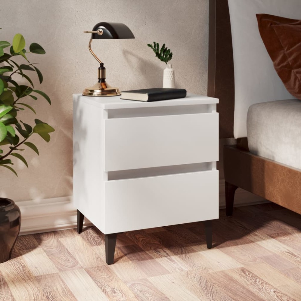 vidaXL Κομοδίνο Λευκό 40 x 35 x 50 εκ. από Επεξ. Ξύλο