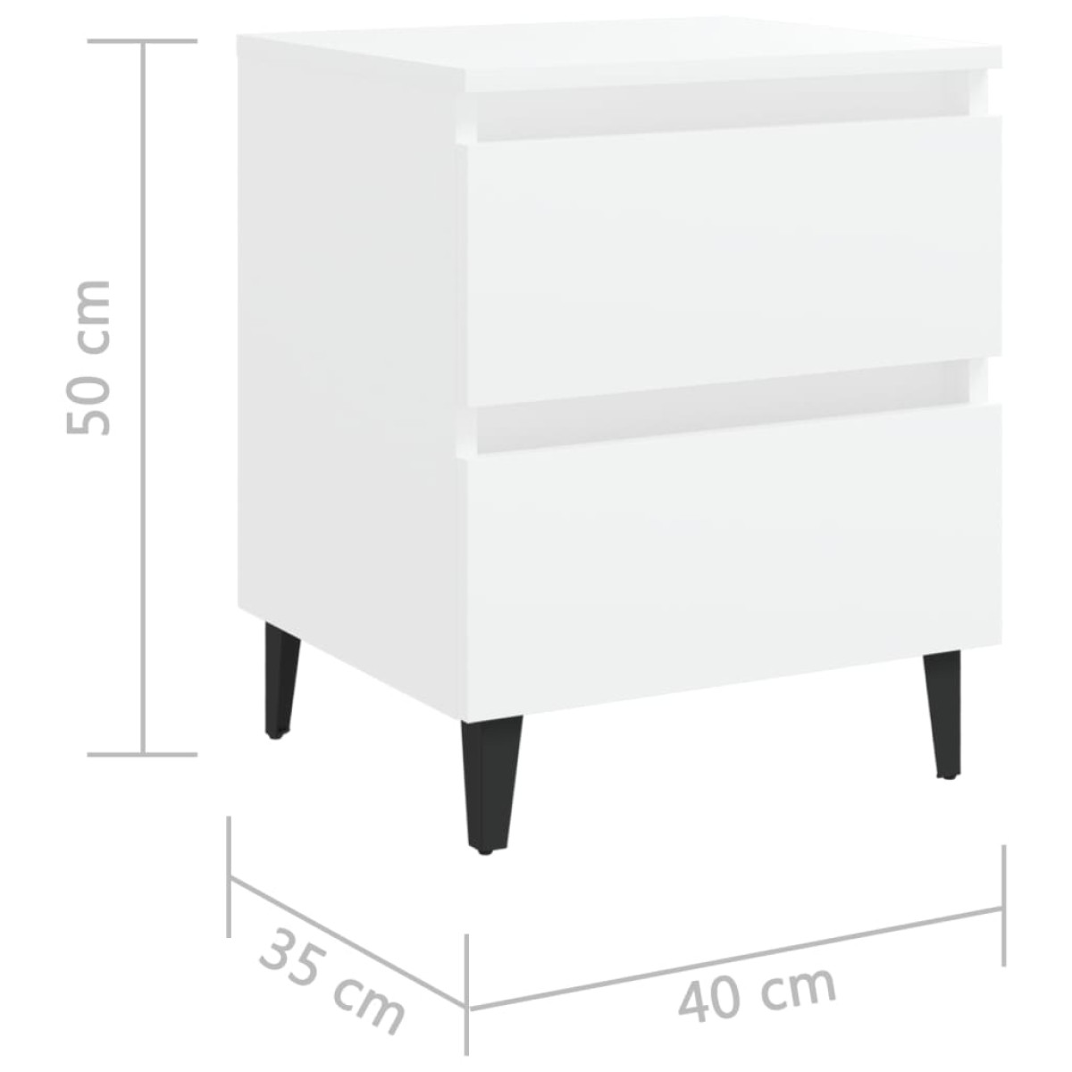vidaXL Κομοδίνο Λευκό 40 x 35 x 50 εκ. από Μοριοσανίδα