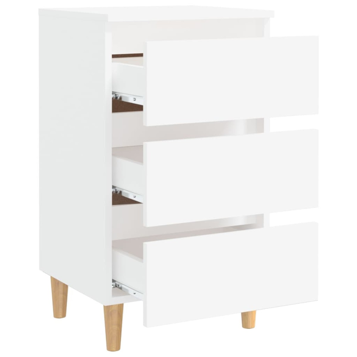 vidaXL Κομοδίνο Λευκό 40 x 35 x 69 εκ. με Μασίφ Ξύλινα Πόδια