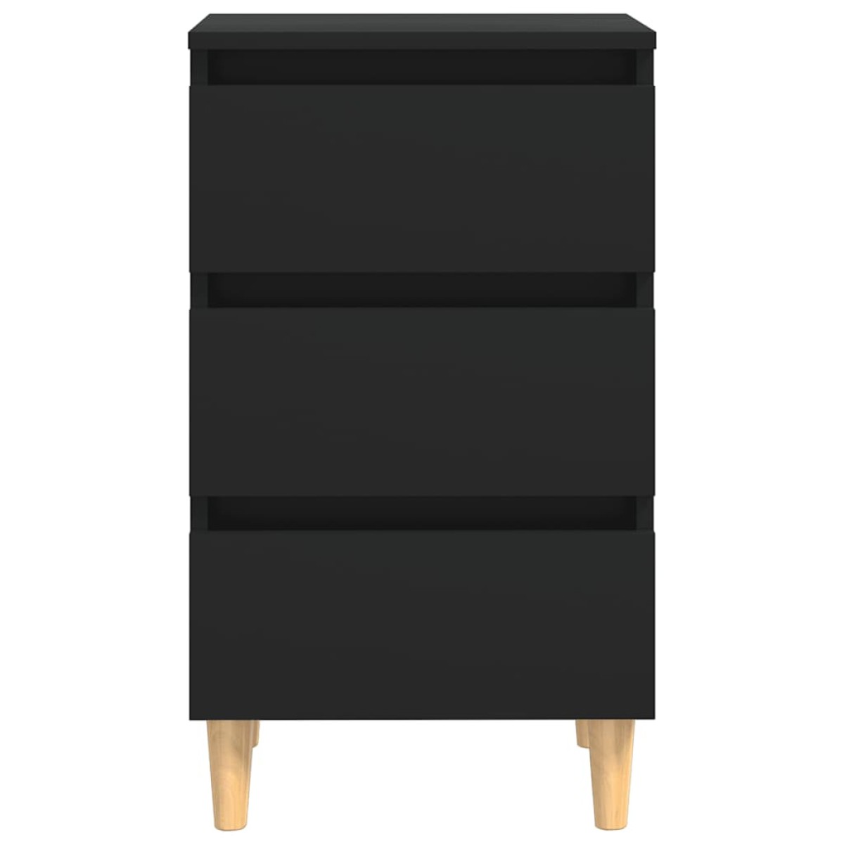 vidaXL Κομοδίνο Μαύρο 40 x 35 x 69 εκ. με Μασίφ Ξύλινα Πόδια