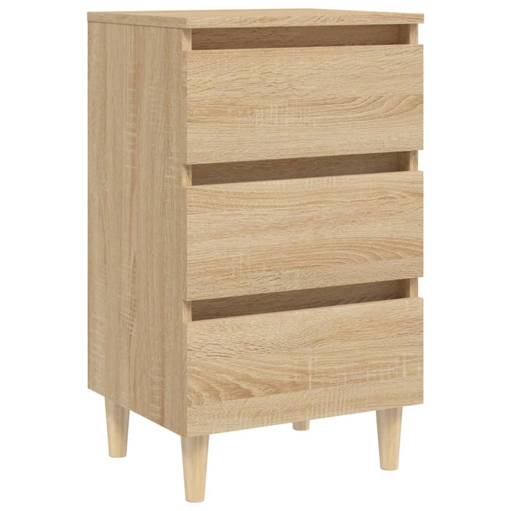 vidaXL Κομοδίνο Sonoma Δρυς 40 x 35 x 69 εκ. με Μασίφ Ξύλινα Πόδια
