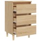 vidaXL Κομοδίνο Sonoma Δρυς 40 x 35 x 69 εκ. με Μασίφ Ξύλινα Πόδια