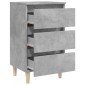 vidaXL Κομοδίνο Γκρι Σκυροδέματος 40 x 35 x 69 εκ. Μασίφ Ξύλινα Πόδια