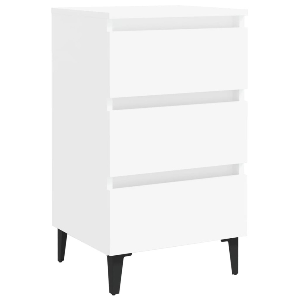 vidaXL Κομοδίνο Λευκό 40 x 35 x 69 εκ. με Μεταλλικά Πόδια