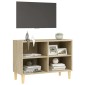 vidaXL Έπιπλο Τηλεόρασης Sonoma Δρυς 69,5x30x50εκ & Μασίφ Ξύλινα Πόδια