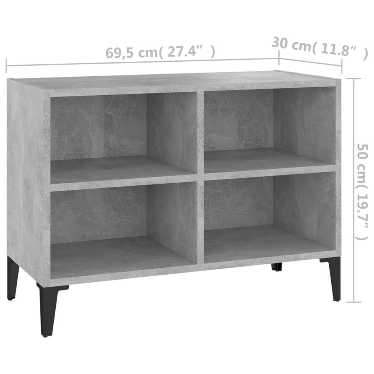 vidaXL Έπιπλο Τηλεόρασης Καπνιστή Γκρι Σκ. 69,5x30x50 εκ Μετ. Πόδια