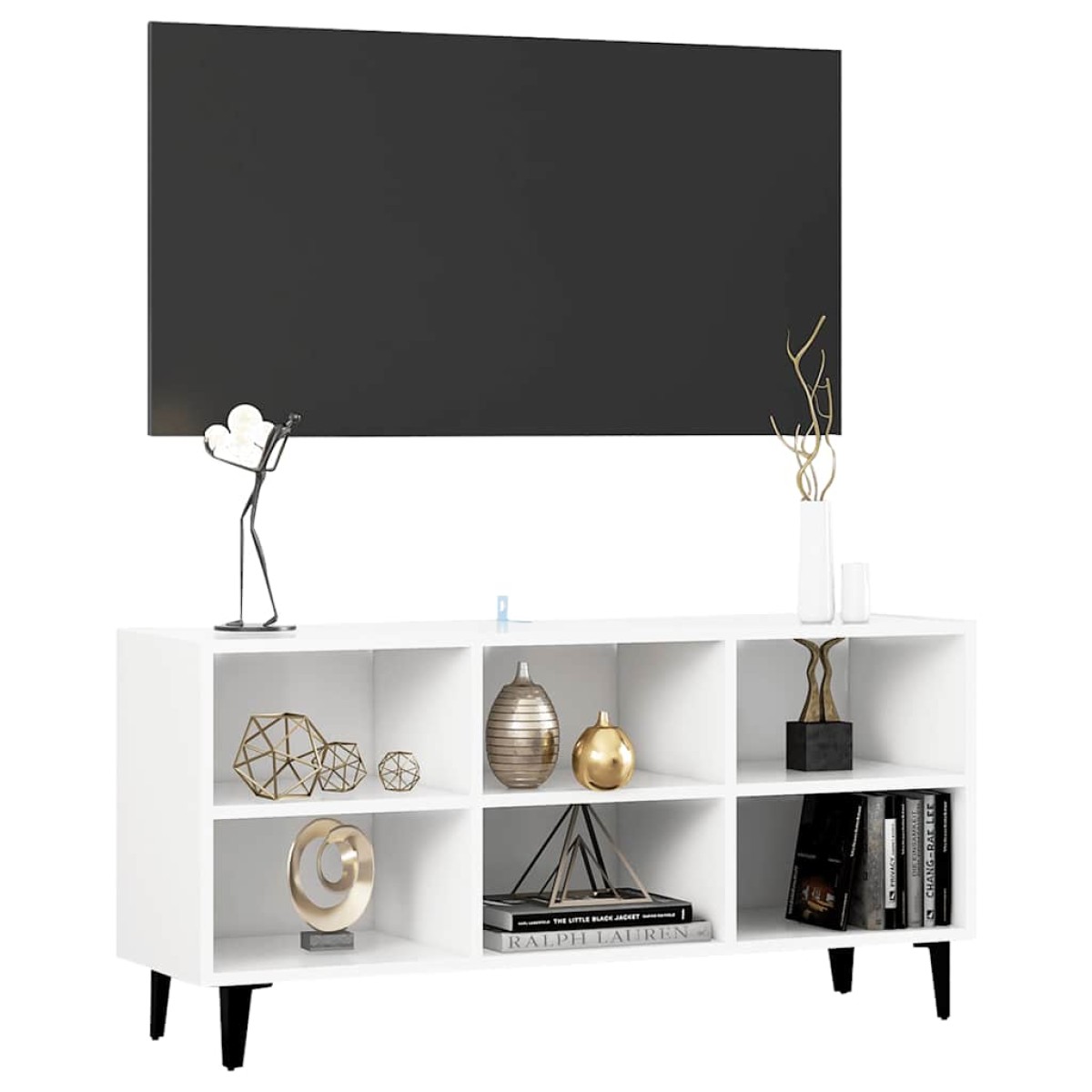 vidaXL Έπιπλο Τηλεόρασης Καπνιστή Λευκό 103,5x30x50 εκ Μεταλλικά Πόδια