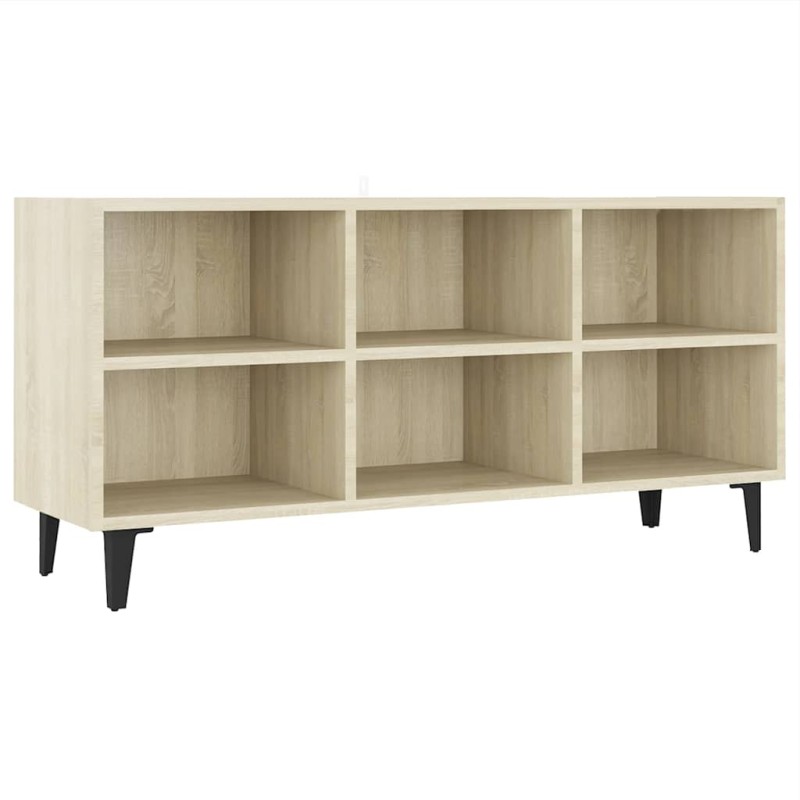 vidaXL Έπιπλο Τηλεόρασης Καπνιστή Δρυς 103,5x30x50 εκ Μεταλλικά Πόδια