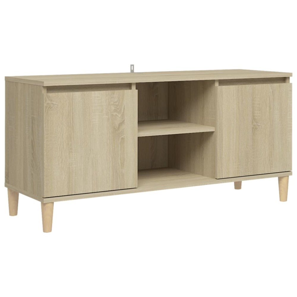 vidaXL Έπιπλο Τηλεόρασης Καφέ Δρυς 103,5x35x50εκ. Μασίφ Ξύλινα Πόδια