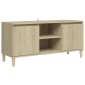 vidaXL Έπιπλο Τηλεόρασης Καφέ Δρυς 103,5x35x50εκ. Μασίφ Ξύλινα Πόδια