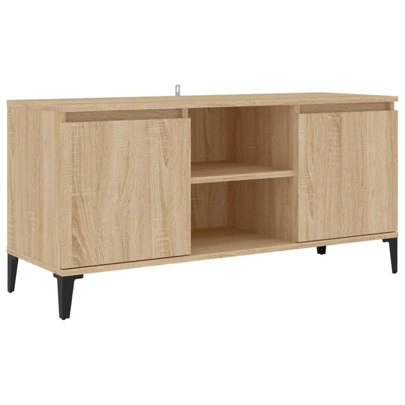 vidaXL Έπιπλο Τηλεόρασης Καπνιστή Δρυς 103,5x35x50 εκ Μεταλλικά Πόδια
