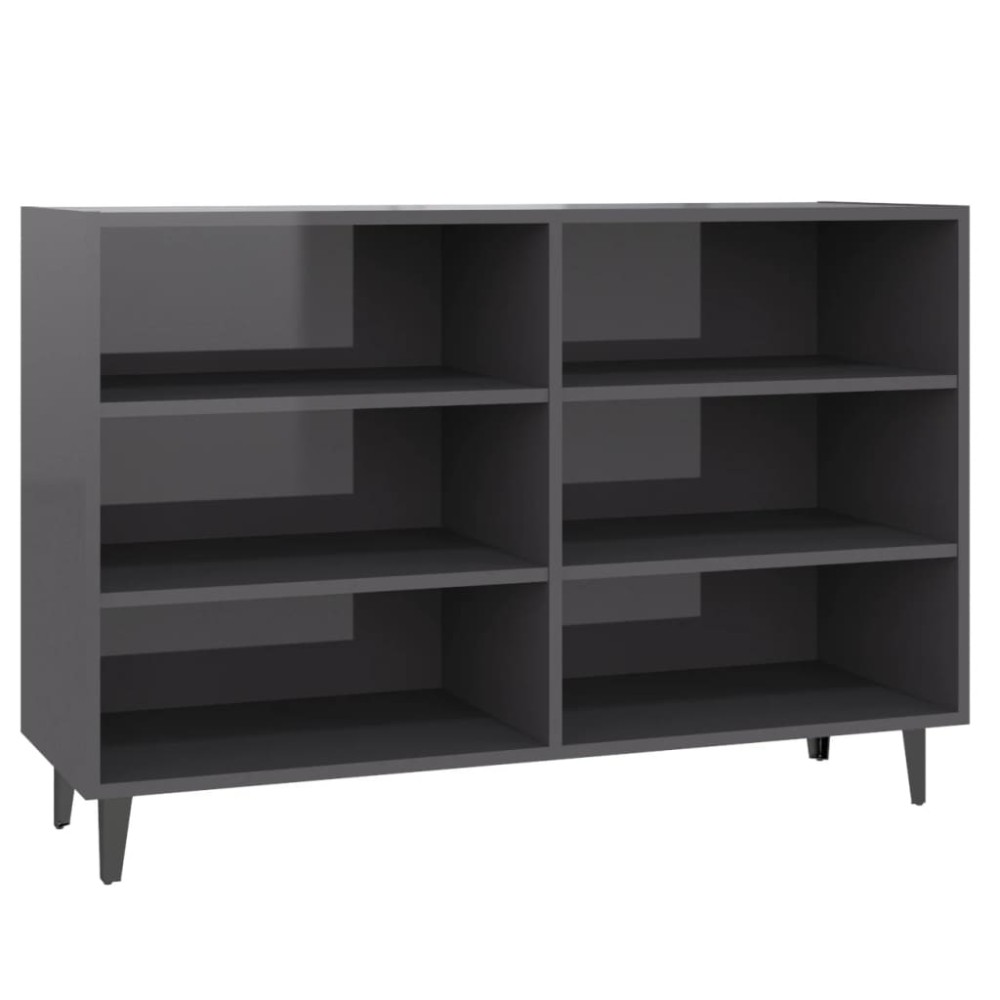 vidaXL Ραφιέρα Γυαλιστερή Γκρι 103,5 x 35 x 70 εκ. από Επεξ. Ξύλο