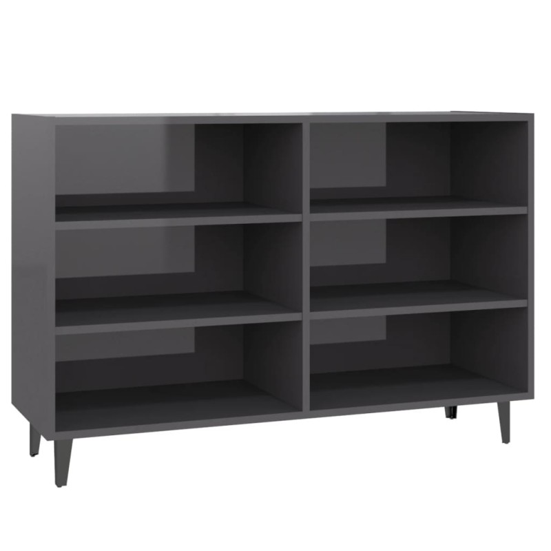 vidaXL Ραφιέρα Γυαλιστερή Γκρι 103,5 x 35 x 70 εκ. από Επεξ. Ξύλο