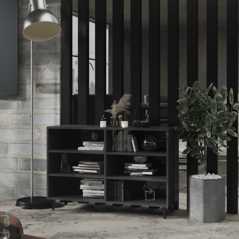vidaXL Ραφιέρα Γυαλιστερή Γκρι 103,5 x 35 x 70 εκ. από Επεξ. Ξύλο