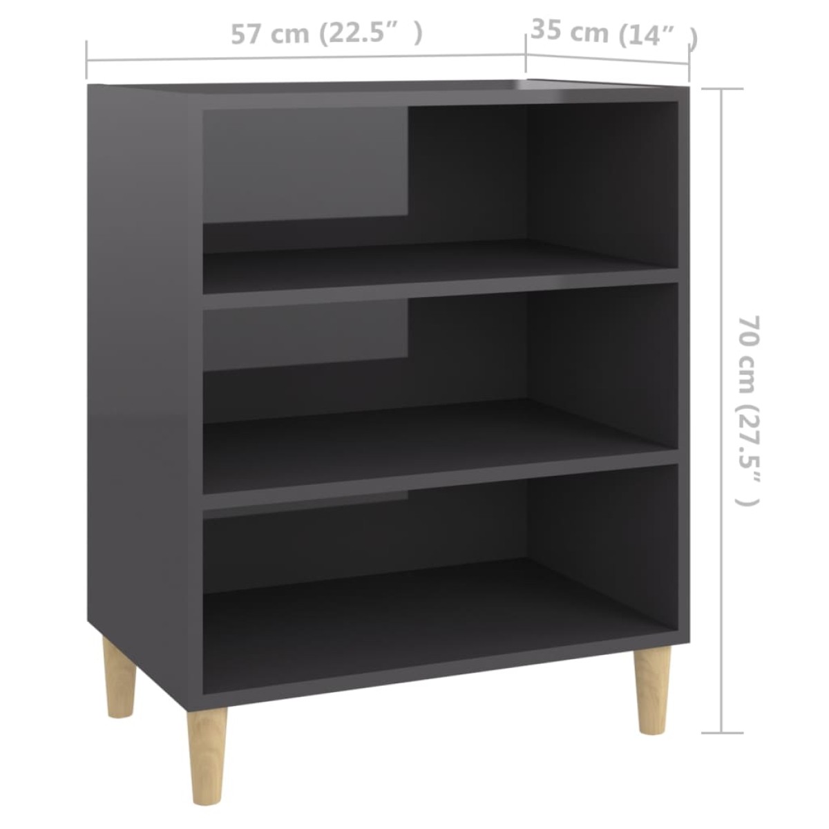 vidaXL Ραφιέρα Γυαλιστερό Γκρι 57 x 35 x 70 εκ. από Μοριοσανίδα