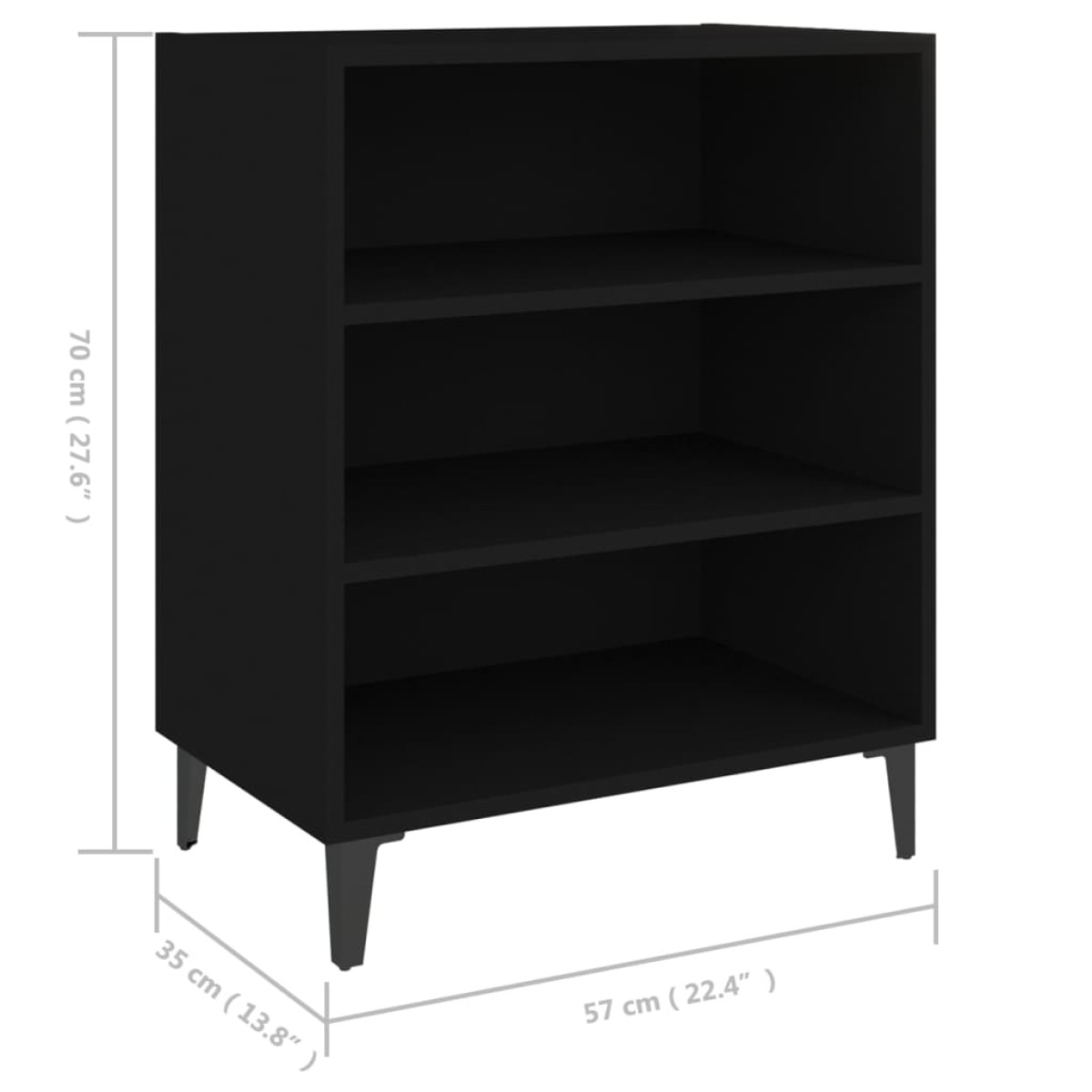 vidaXL Ραφιέρα Μαύρη 57 x 35 x 70 εκ. από Μοριοσανίδα
