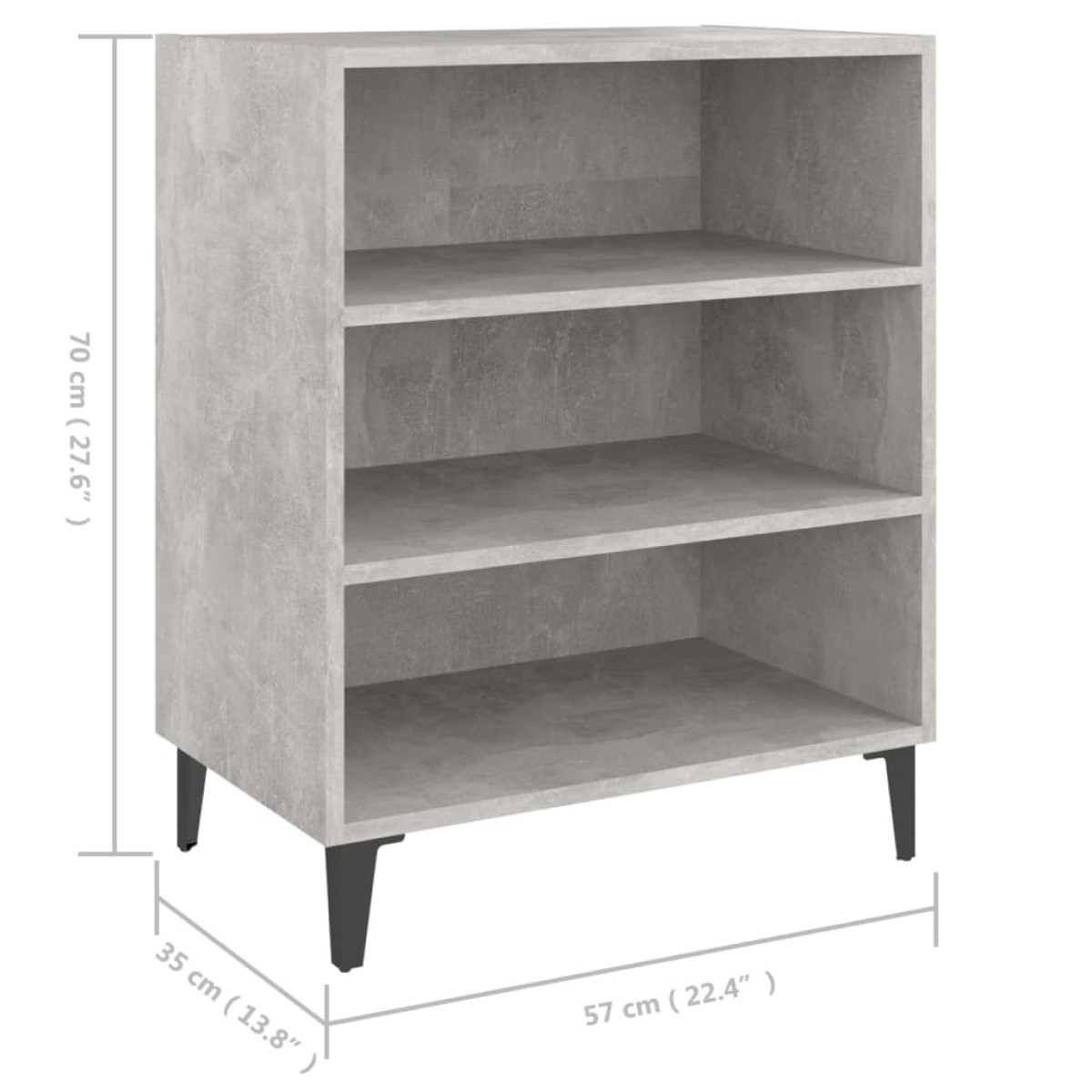 vidaXL Ραφιέρα Γκρι Σκυροδέματος 57 x 35 x 70 εκ. από Μοριοσανίδα