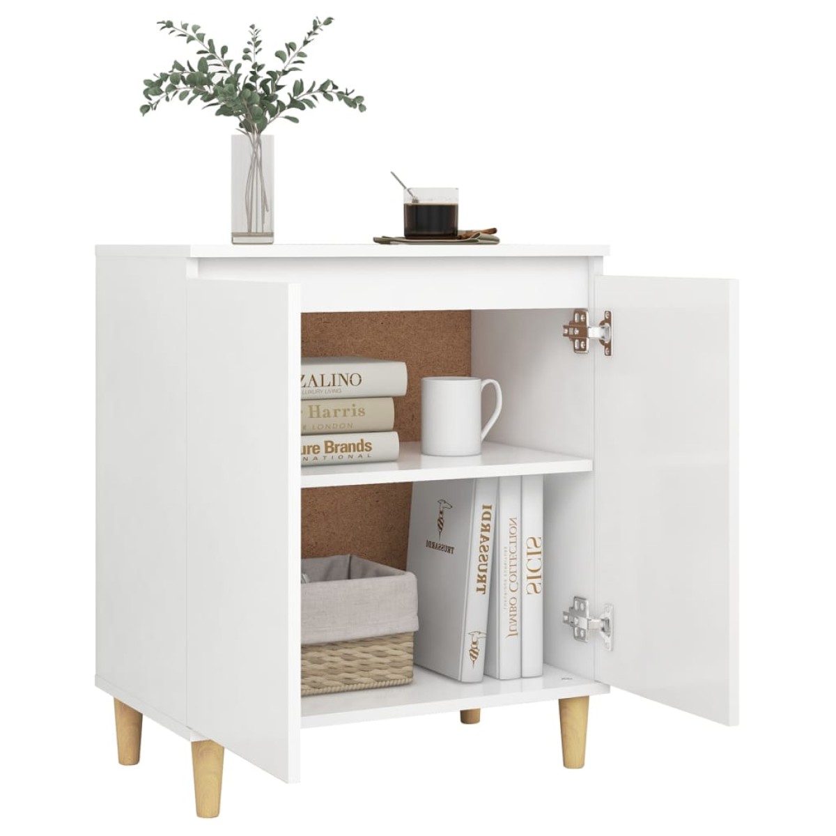 vidaXL Μπουφές Λευκός 60 x 35 x 70 εκ. από Μοριοσανίδα με Ξύλινα Πόδια