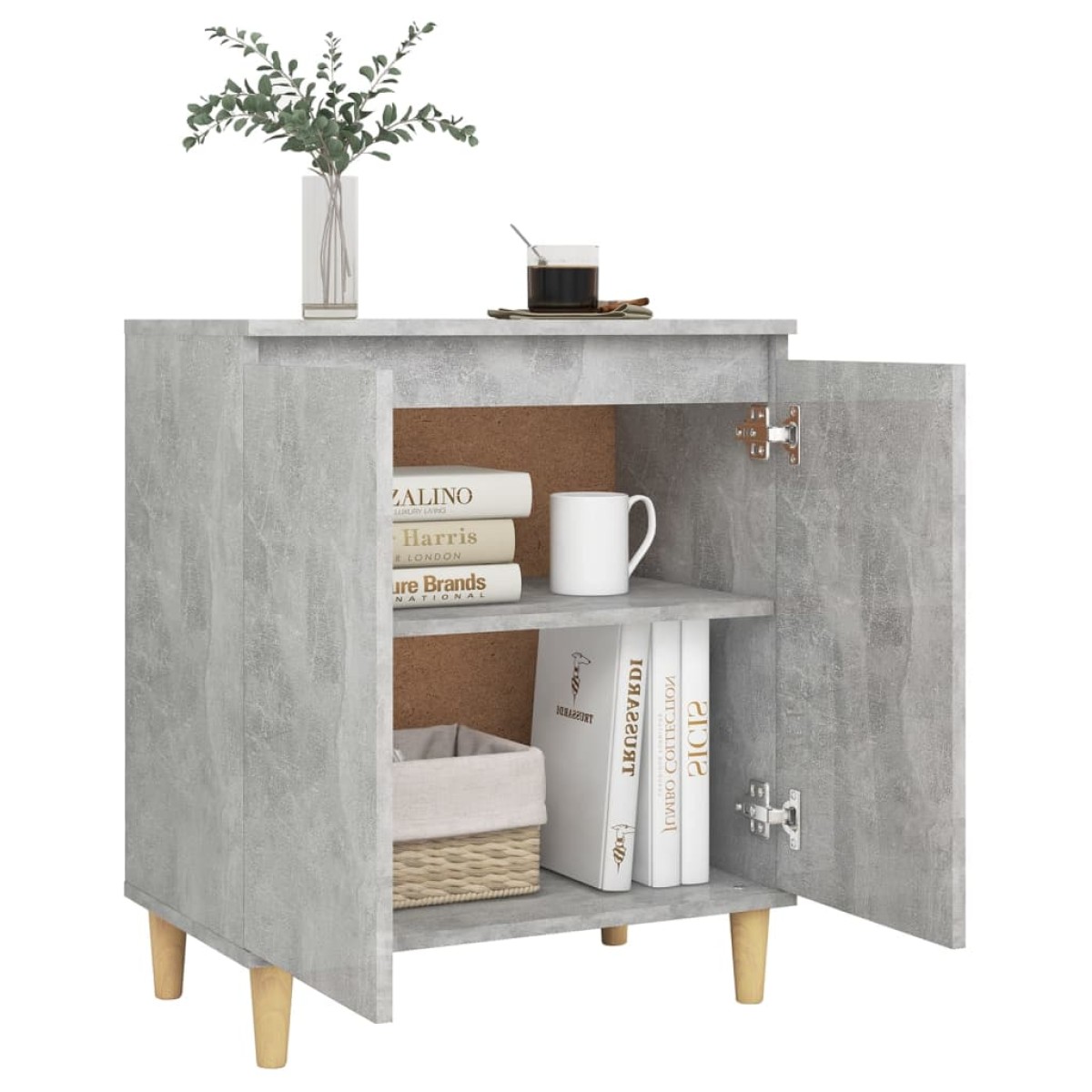 vidaXL Ντουλάπι Γκρι Σκυρ. 60x35x70 εκ. Μασίφ Ξύλινα Πόδια Μοριοσανίδα