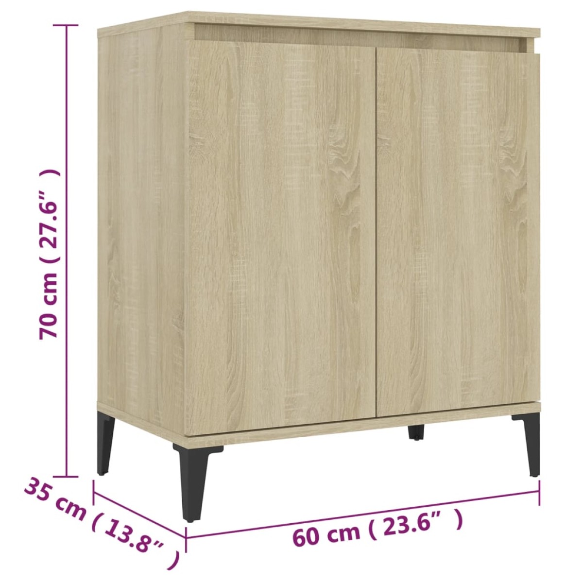 vidaXL Ντουλάπι Χρώμα Sonoma Δρυς 60 x 35 x 70 εκ. από Μοριοσανίδα