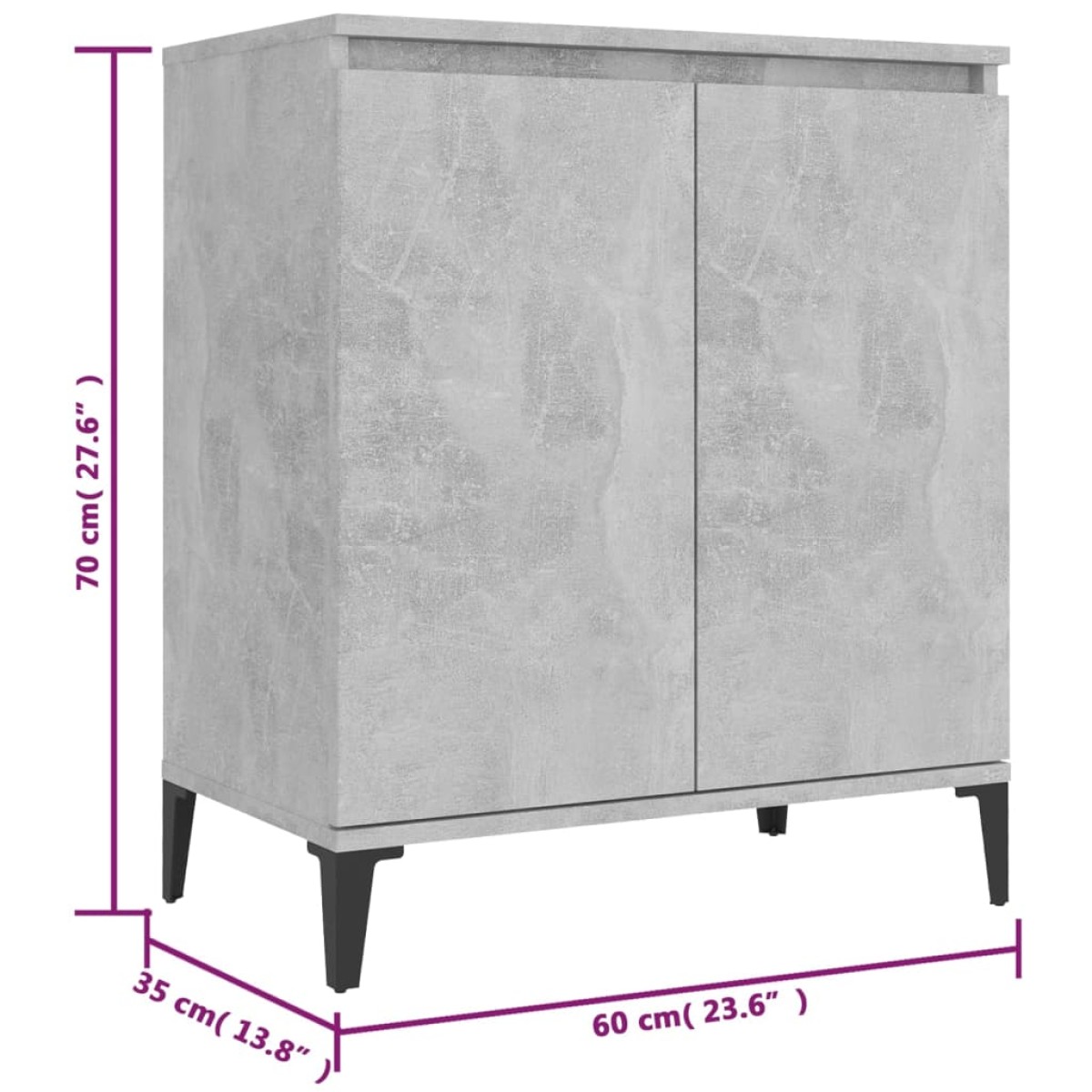 vidaXL Ντουλάπι Γκρι Σκυροδέματος 60 x 35 x 70 εκ. από Μοριοσανίδα
