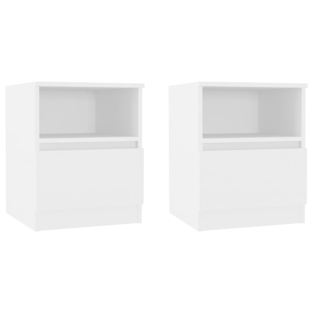 vidaXL Κομοδίνα 2 τεμ. Λευκά 40 x 40 x 50 εκ. από Επεξ. Ξύλο