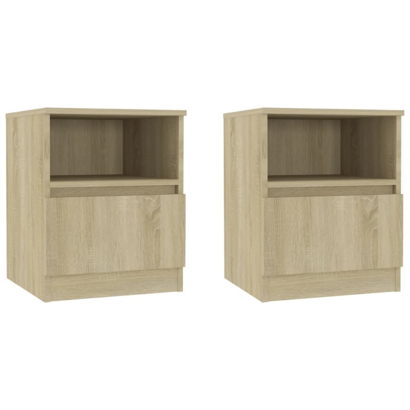 vidaXL Κομοδίνα 2 τεμ. Sonoma Δρυς 40 x 40 x 50 εκ. από Επεξ. Ξύλο