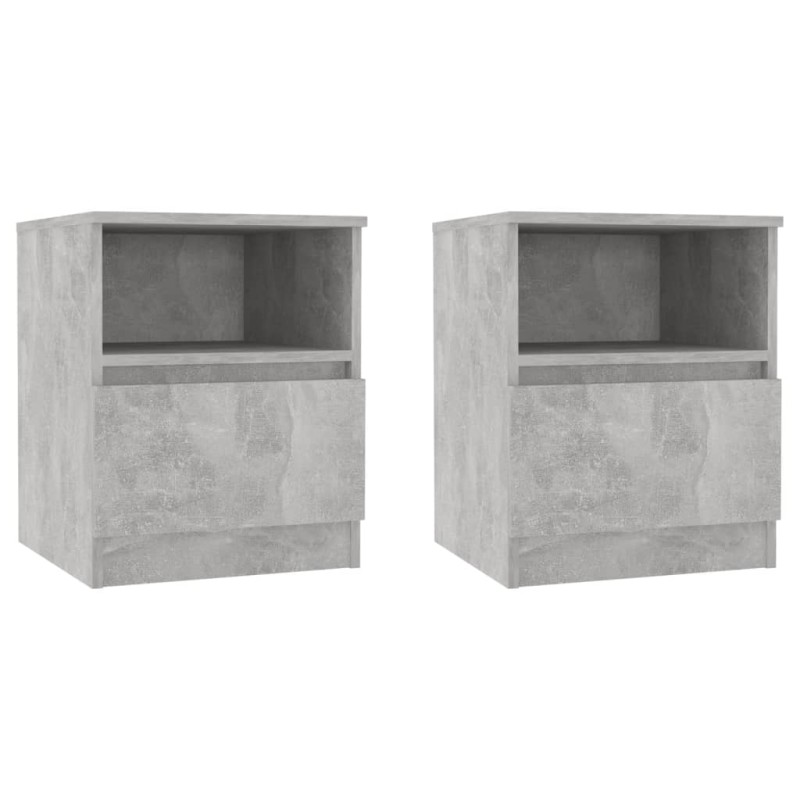 vidaXL Κομοδίνα 2 Τεμαχίων Γκρι 40 x 40 x 50 εκ. από Επεξ. Ξύλο