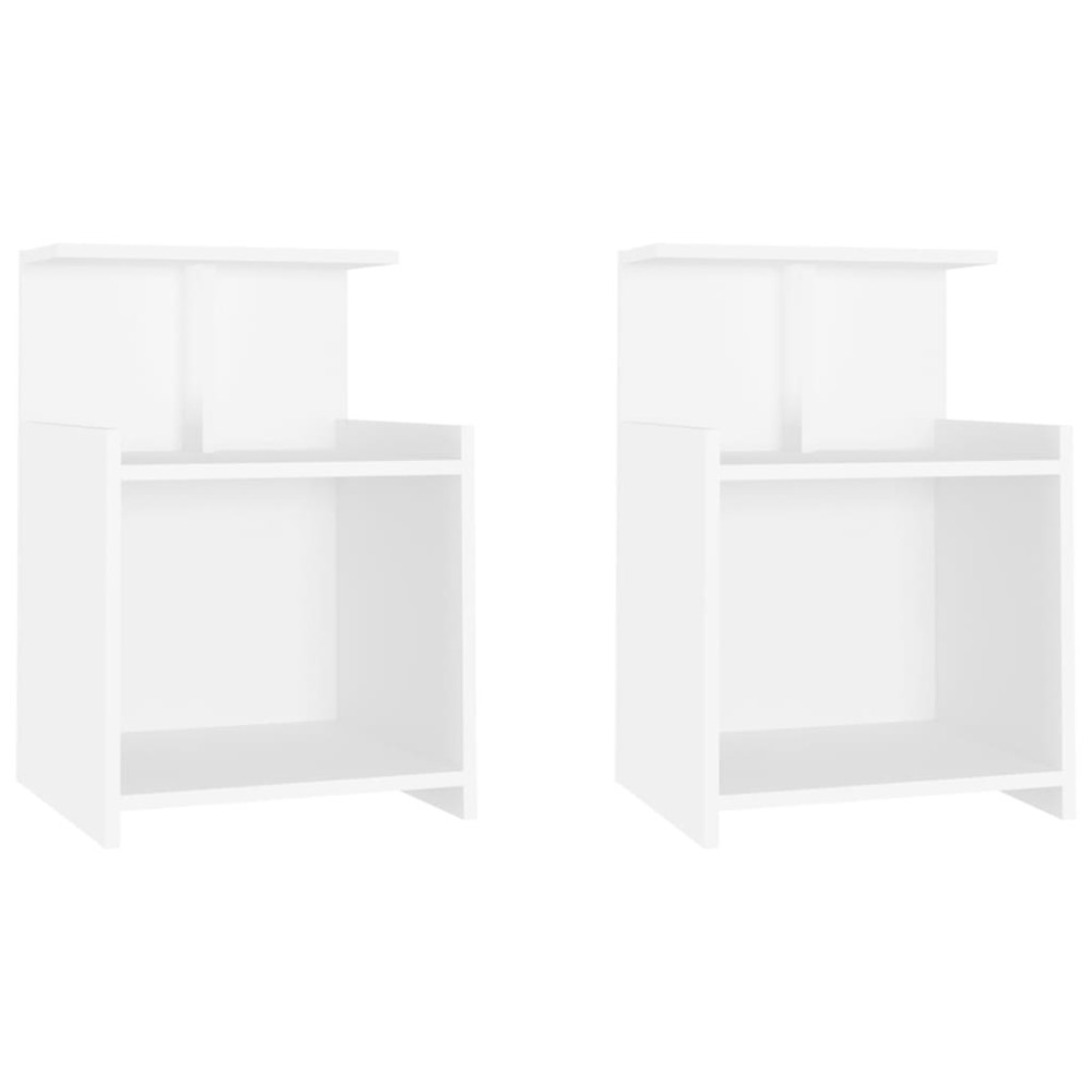 vidaXL Κομοδίνα 2 Τεμαχίων Λευκά 40 x 35 x 60 εκ. από Επεξ. Ξύλο