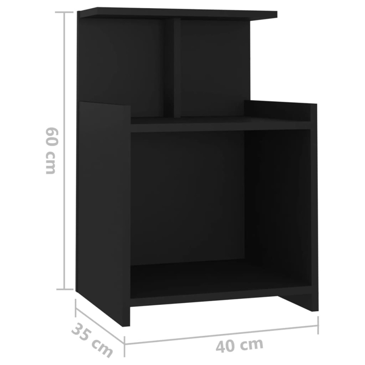 vidaXL Κομοδίνο Μαύρο 40 x 35 x 60 εκ. από Μοριοσανίδα