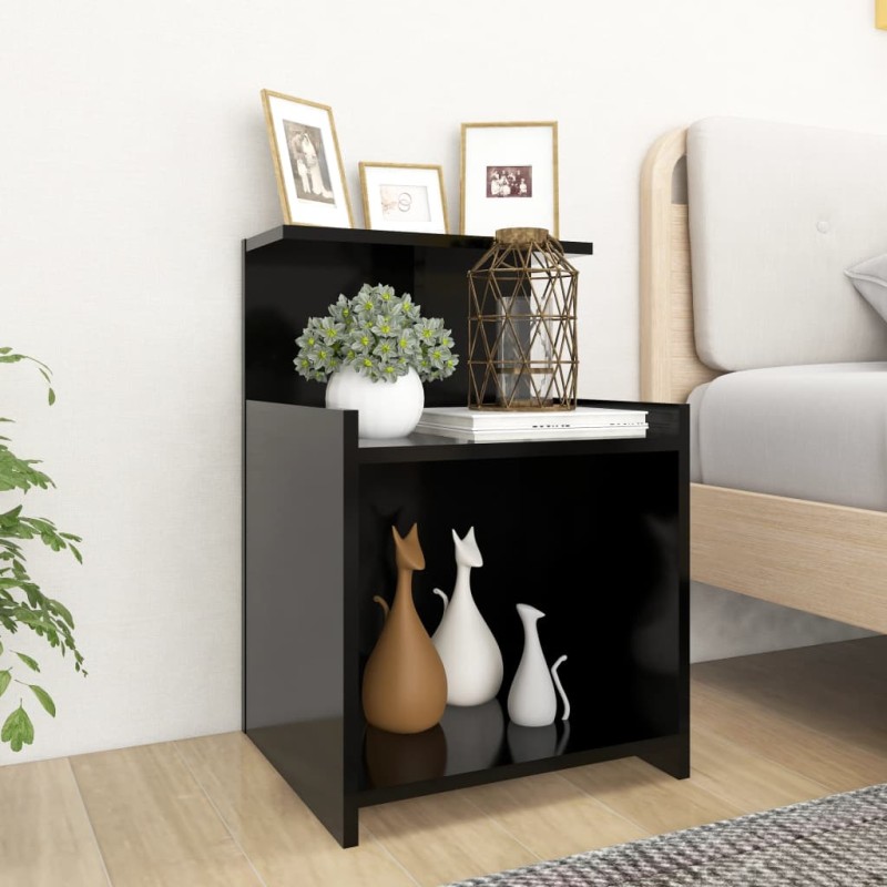 vidaXL Κομοδίνο Μαύρο 40 x 35 x 60 εκ. από Επεξ. Ξύλο
