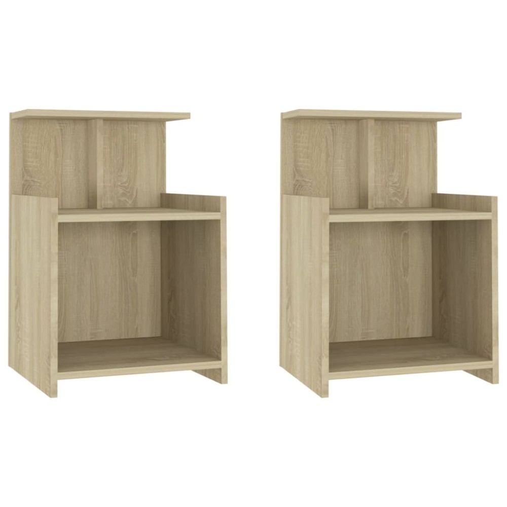 vidaXL Κομοδίνα 2 τεμ. Sonoma Δρυς 40 x 35 x 60 εκ. από Επεξ. Ξύλο