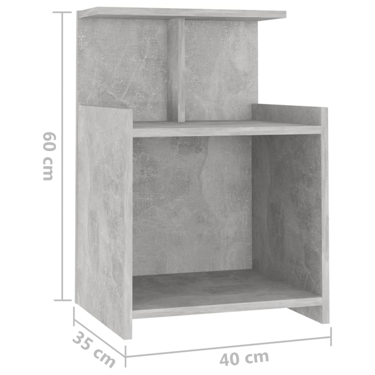vidaXL Κομοδίνο Γκρι Σκυροδέματος 40 x 35 x 60 εκ. από Μοριοσανίδα