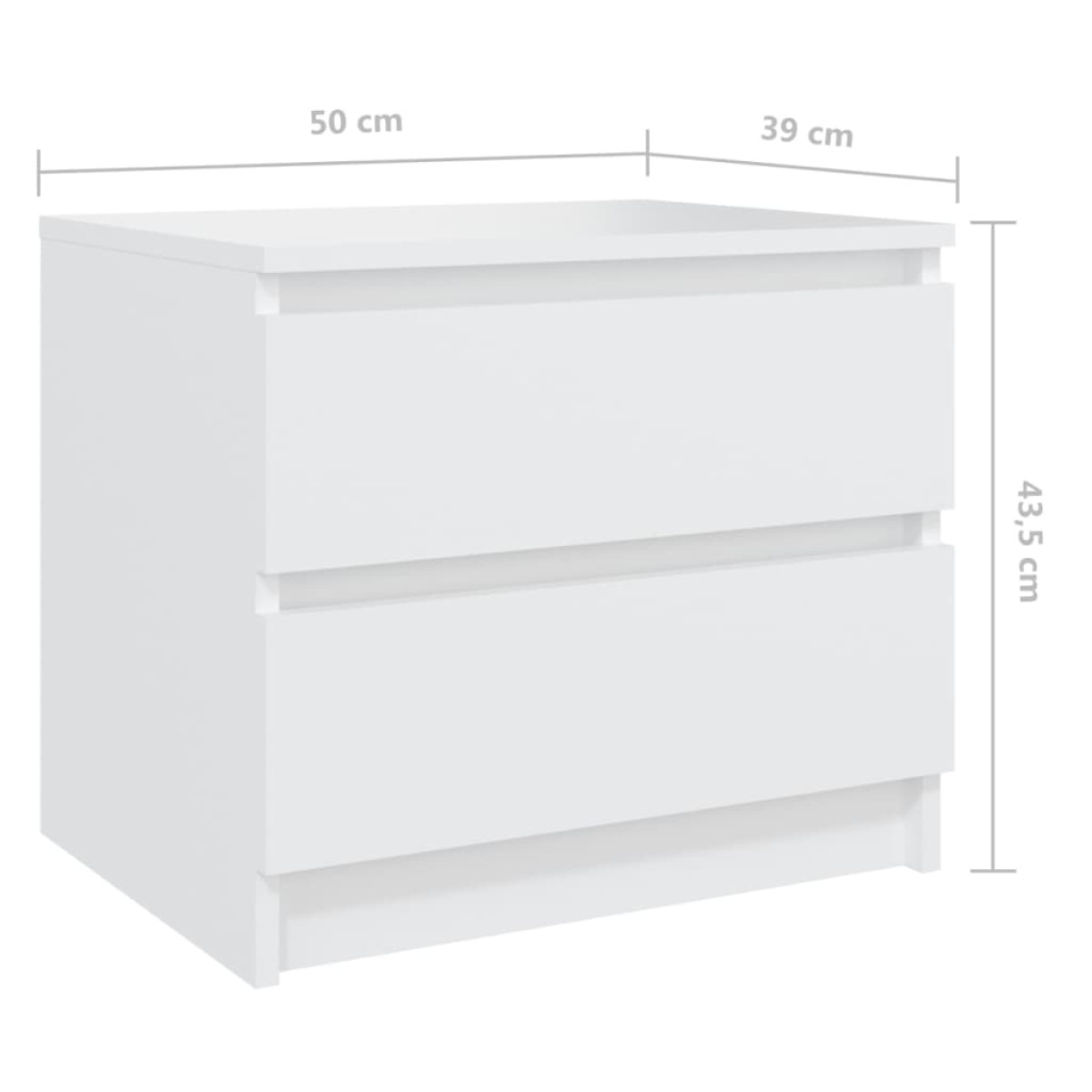 vidaXL Κομοδίνο Λευκό 50 x 39 x 43,5 εκ. από Μοριοσανίδα