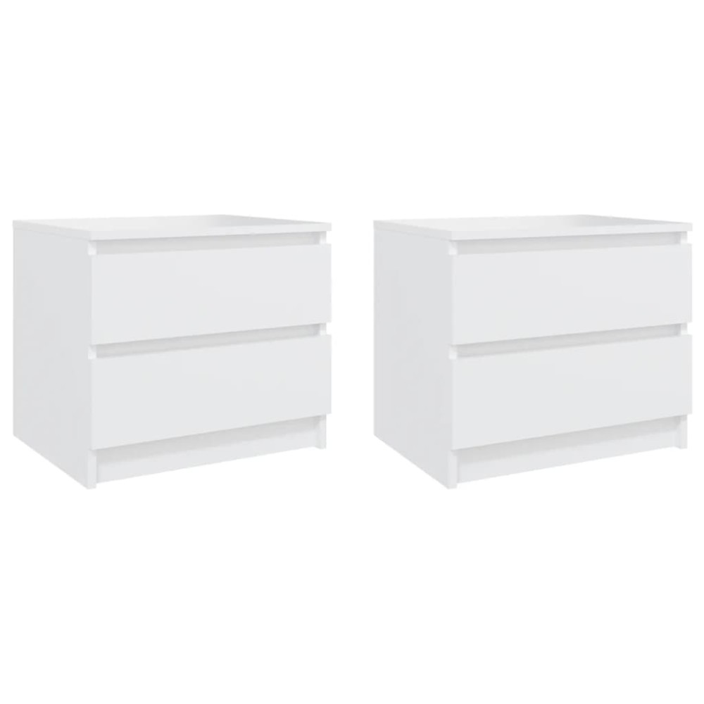 vidaXL Κομοδίνα 2 τεμ. Λευκά 50 x 39 x 43,5 εκ. από Επεξεργασμένο Ξύλο