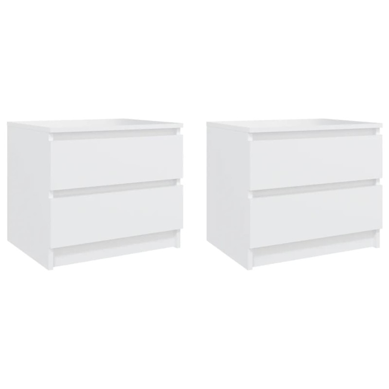 vidaXL Κομοδίνα 2 τεμ. Λευκά 50 x 39 x 43,5 εκ. από Επεξεργασμένο Ξύλο