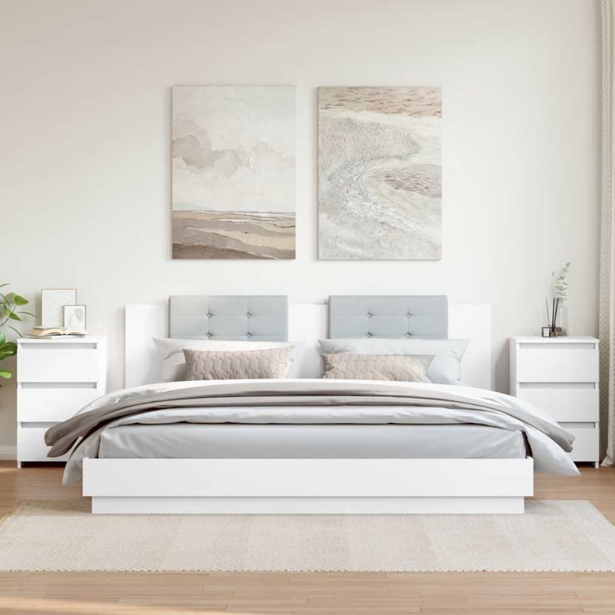 vidaXL Κομοδίνα 2 τεμ. Λευκά 40 x 35 x 62,5 εκ. από Μοριοσανίδα