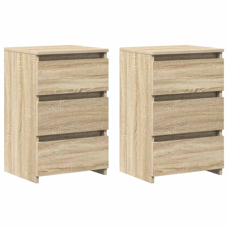 vidaXL Κομοδίνα 2 τεμ. Sonoma Δρυς 40 x 35 x 62,5 εκ. από Επεξ. Ξύλο