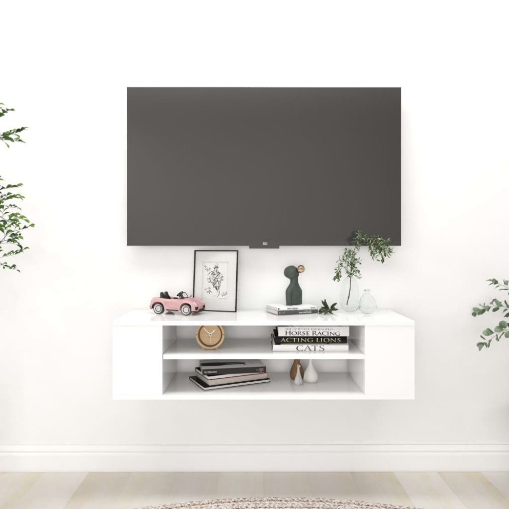 vidaXL Έπιπλο Τηλεόρασης Κρεμαστό Λευκό 100x30x26,5 εκ από Επεξ. Ξύλο