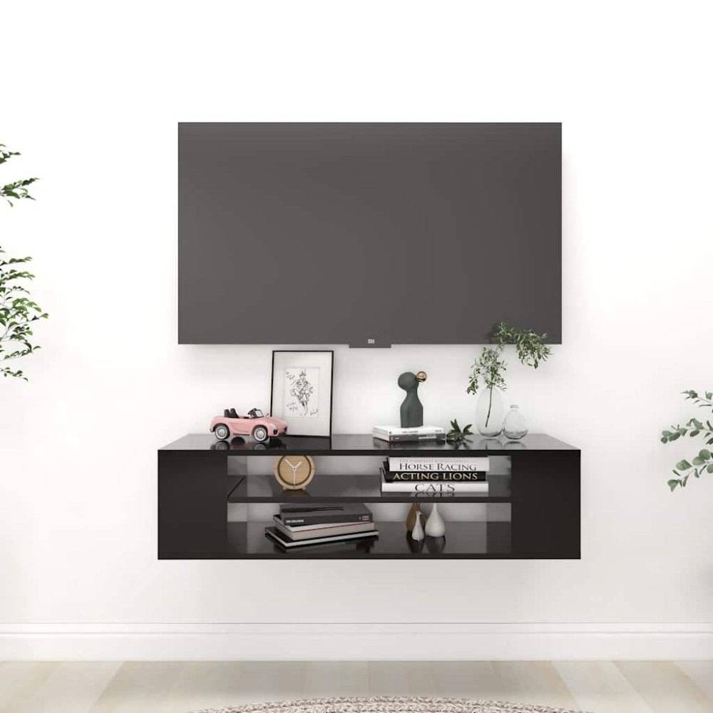 vidaXL Έπιπλο Τηλεόρασης Κρεμαστό Μαύρο 100 x 30 x 26,5 εκ Επεξ. Ξύλο
